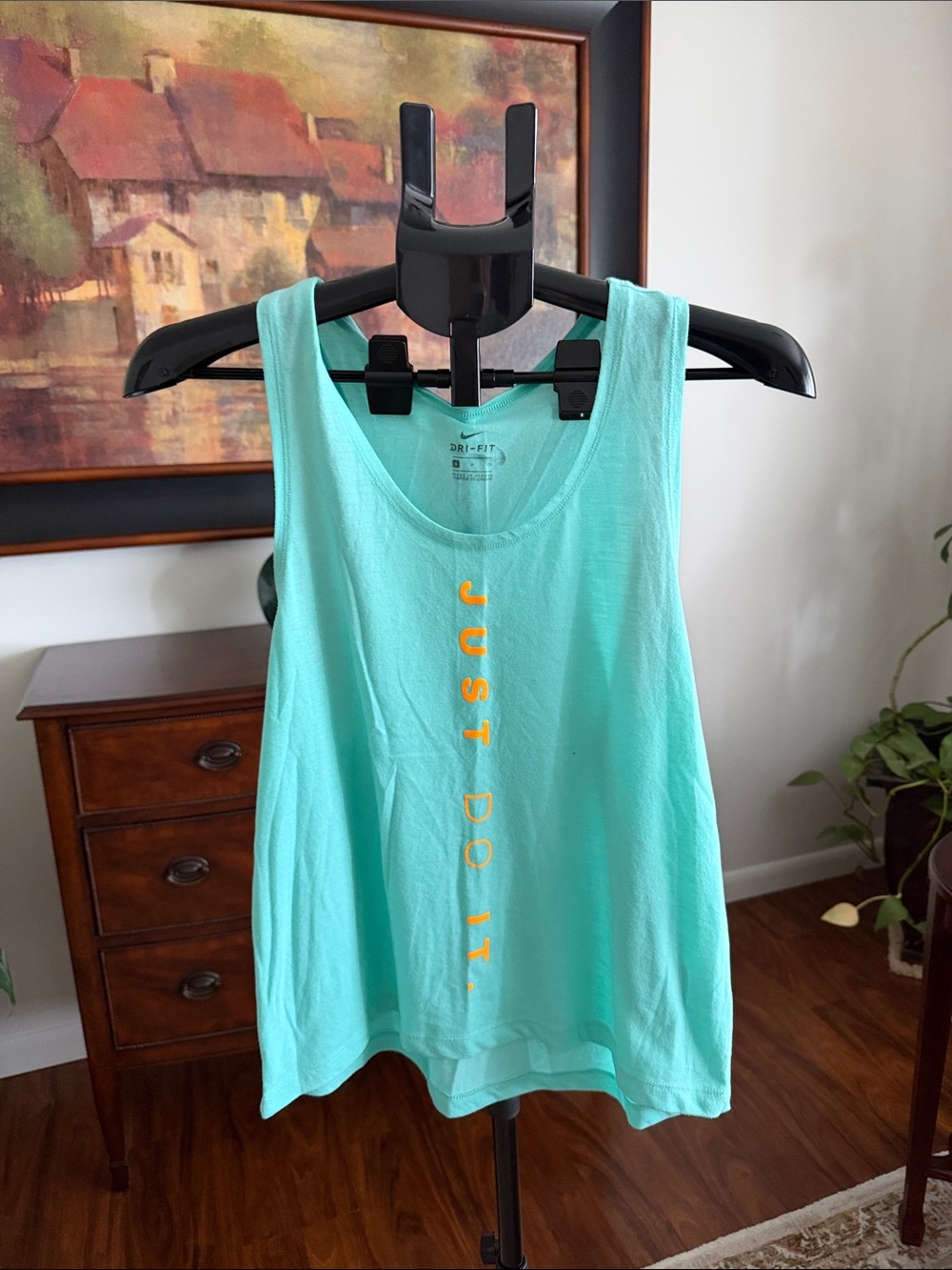 Nike Aqua Tank Top with Vertical 'Just Do It.' Yellow Logo